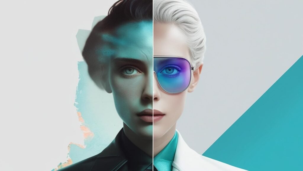 Google Photos interface showing a split image_ one side blurry and old, the other side sharp and enhanced after remastering, futuristic AI editing effect, bright and minimal style, 2025 tech.