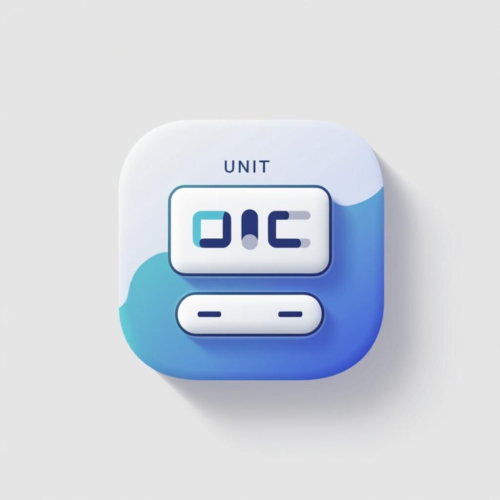 Create a modern, flat-style vector icon for [Unit Converter for Tech (Pixels, resolution, data size, bandwidth conversions)]. The design should be minimal, clean, and tech-oriented, with rounded edges and